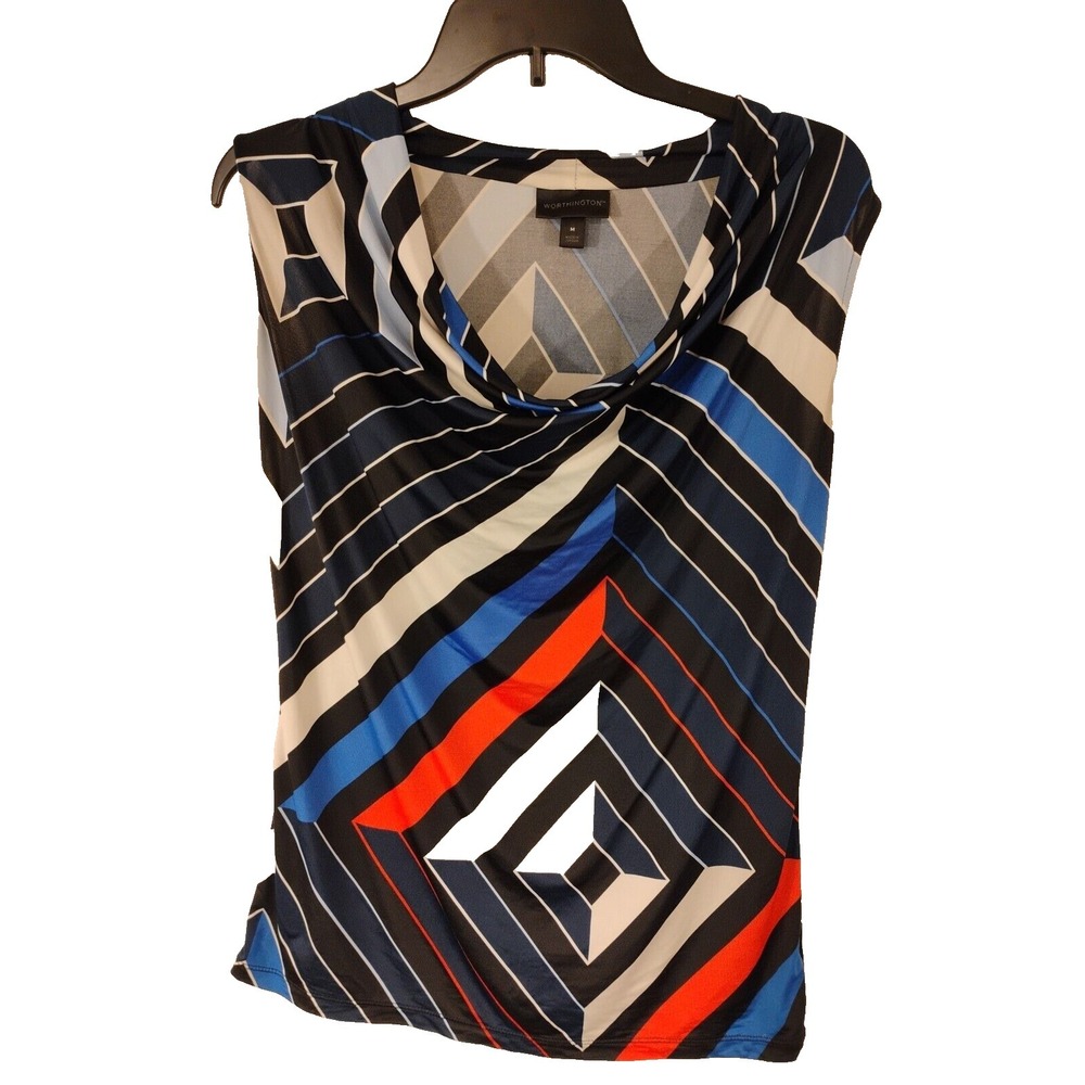 Women's Medium‎ M Worthington Cowl Neck Sleeveless Dress Blouse Top